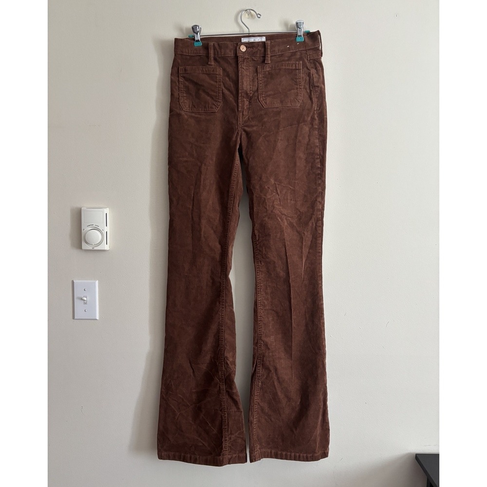 GAP 70s High Rise Flare Corduroy Pants Size 8 Tall 8T Retro Cognac Brown Cotton